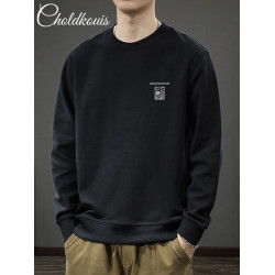 440克重磅秋冬季新款簡約美式圓領加絨加厚衛衣男潮牌寬松ins長袖