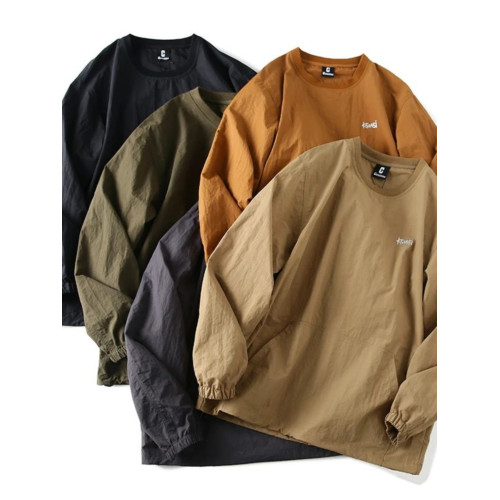日系復古!科技防水面料!男士春秋新品寬松純色圓領長袖衛衣 日系復古!科技防水面料!男士春秋新品寬松純色圓領長袖衛衣