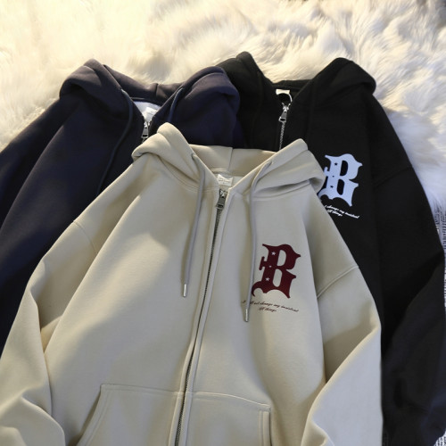 重磅純棉美式春秋連帽衛衣外套男寬松秋冬季加絨加厚休閒開衫上衣 重磅純棉美式春秋連帽衛衣外套男寬松秋冬季加絨加厚休閒開衫上衣