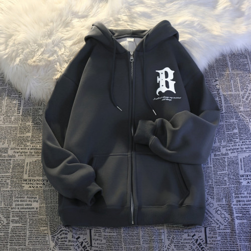 重磅純棉美式春秋連帽衛衣外套男寬松秋冬季加絨加厚休閒開衫上衣 重磅純棉美式春秋連帽衛衣外套男寬松秋冬季加絨加厚休閒開衫上衣