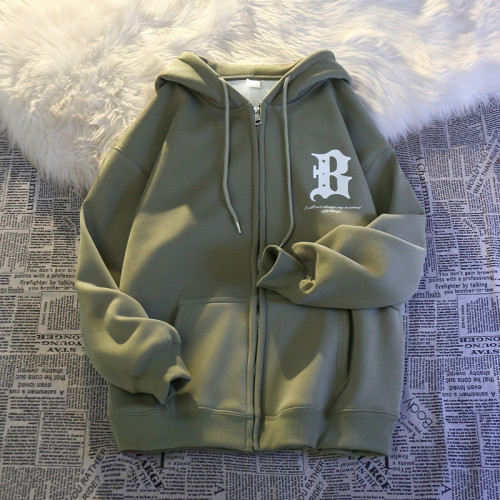 重磅純棉美式春秋連帽衛衣外套男寬松秋冬季加絨加厚休閒開衫上衣 重磅純棉美式春秋連帽衛衣外套男寬松秋冬季加絨加厚休閒開衫上衣