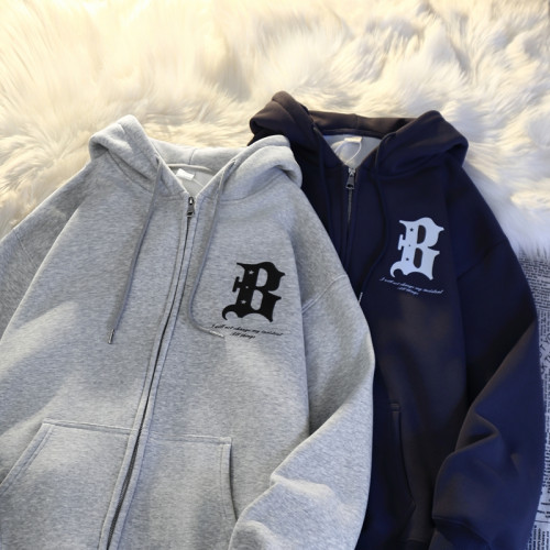 重磅純棉美式春秋連帽衛衣外套男寬松秋冬季加絨加厚休閒開衫上衣 重磅純棉美式春秋連帽衛衣外套男寬松秋冬季加絨加厚休閒開衫上衣