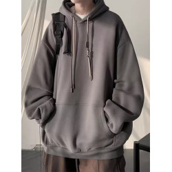 加絨衛衣男連帽2025春秋新款oversize美式寬松純色潮牌情侶外套男