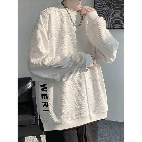 假兩件圓領衛衣男春秋季oversize潮牌美式重磅開叉2026新款上衣服