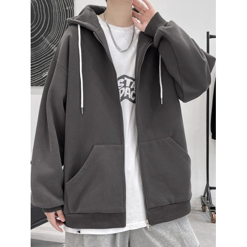 純棉重磅美式復古春秋開衫外套男加絨青少年休閒寬松連帽長袖衛衣 純棉重磅美式復古春秋開衫外套男加絨青少年休閒寬松連帽長袖衛衣