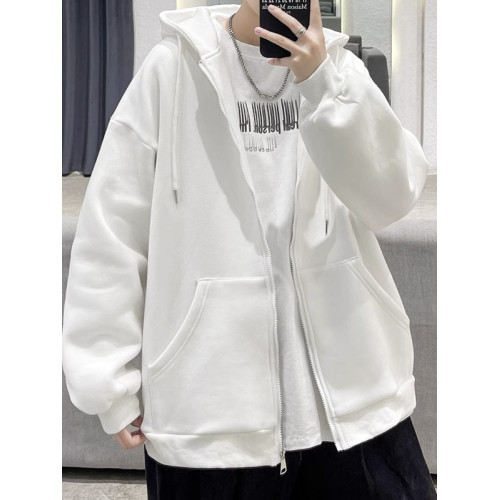 純棉重磅美式復古春秋開衫外套男加絨青少年休閒寬松連帽長袖衛衣 純棉重磅美式復古春秋開衫外套男加絨青少年休閒寬松連帽長袖衛衣