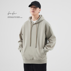 FAFC2024秋季重磅加絨連帽衛衣男士美式潮牌純色套頭帽衫上衣外套