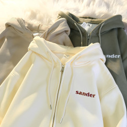 重磅純棉連帽衛衣外套男2024新款秋冬加絨加厚寬松休閒拉鍊開衫潮