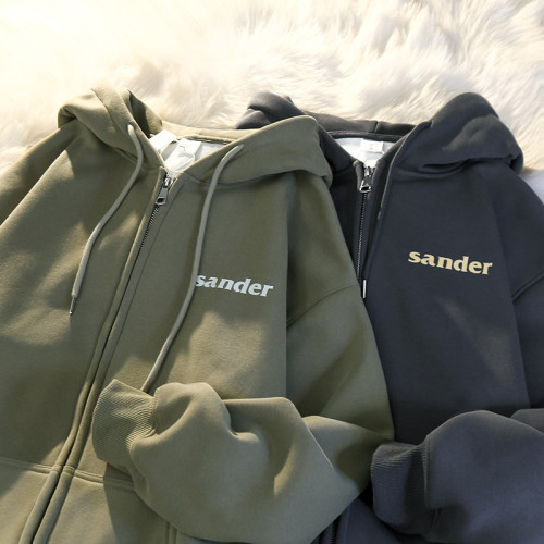 重磅純棉連帽衛衣外套男2024新款秋冬加絨加厚寬松休閒拉鍊開衫潮 重磅純棉連帽衛衣外套男2024新款秋冬加絨加厚寬松休閒拉鍊開衫潮