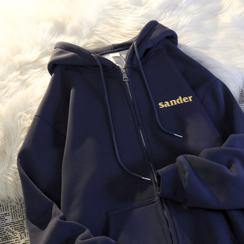 重磅純棉連帽衛衣外套男2024新款秋冬加絨加厚寬松休閒拉鍊開衫潮 重磅純棉連帽衛衣外套男2024新款秋冬加絨加厚寬松休閒拉鍊開衫潮