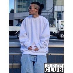 美國PROCLUB嘻哈寬鬆大碼oversize重磅圓領長袖冬季加絨衛衣男女