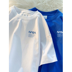 2025新款夏季NASA聯名短袖t恤男純棉潮牌白色重磅t恤情侶裝體恤