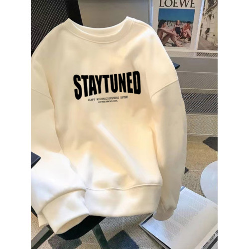 重磅衛衣男士秋冬寬松美式潮牌加絨加厚白色長袖t恤情侶裝上衣服 重磅衛衣男士秋冬寬松美式潮牌加絨加厚白色長袖t恤情侶裝上衣服