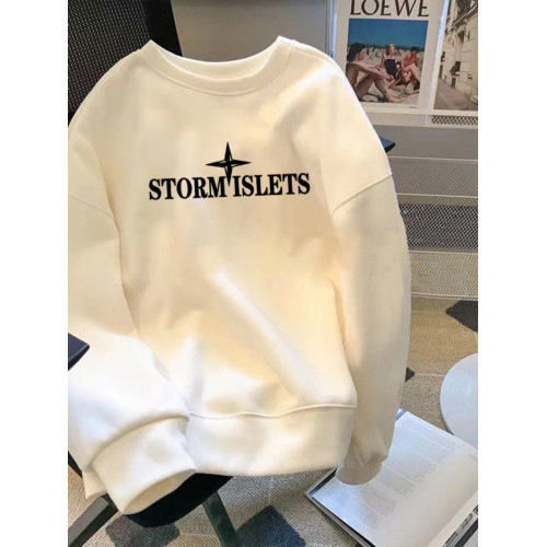 重磅衛衣男士秋冬寬松美式潮牌加絨加厚白色長袖t恤情侶裝上衣服 重磅衛衣男士秋冬寬松美式潮牌加絨加厚白色長袖t恤情侶裝上衣服