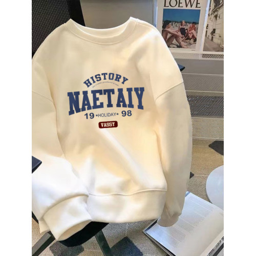 重磅衛衣男士秋冬寬松美式潮牌加絨加厚白色長袖t恤情侶裝上衣服 重磅衛衣男士秋冬寬松美式潮牌加絨加厚白色長袖t恤情侶裝上衣服