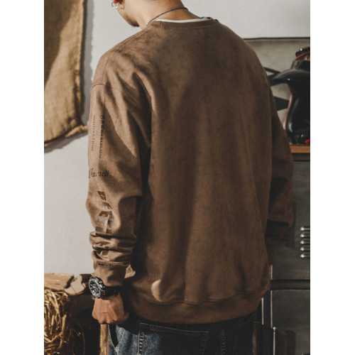 美式復古重磅加絨衛衣男春秋款麂皮絨高級感加厚潮牌寬松大碼上衣 美式復古重磅加絨衛衣男春秋款麂皮絨高級感加厚潮牌寬松大碼上衣