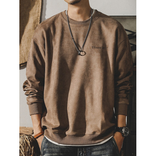 美式復古重磅加絨衛衣男春秋款麂皮絨高級感加厚潮牌寬松大碼上衣 美式復古重磅加絨衛衣男春秋款麂皮絨高級感加厚潮牌寬松大碼上衣