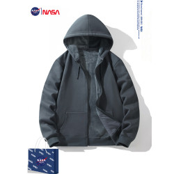 NASA聯名衛衣男美式重磅潮牌秋冬季加絨加厚休閒寬松男士開衫外套