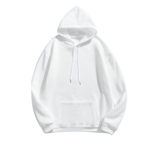 BOYUE帛躍秋冬季寬松純色加絨連帽衛衣男保暖上衣外套簡約外穿ins