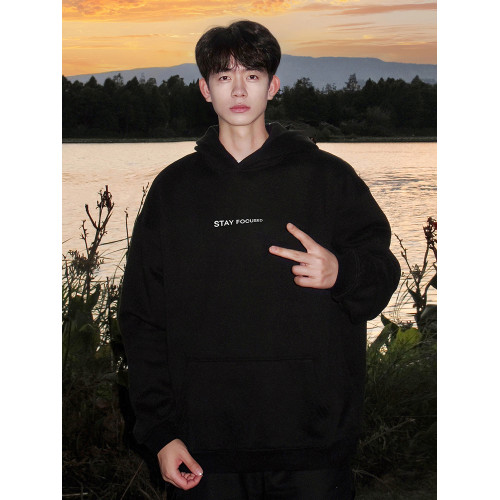 重磅黑色衛衣男士春秋季2025新款美式高街連帽衫運動休閒男生外套 重磅黑色衛衣男士春秋季2025新款美式高街連帽衫運動休閒男生外套