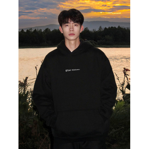 重磅黑色衛衣男士春秋季2025新款美式高街連帽衫運動休閒男生外套 重磅黑色衛衣男士春秋季2025新款美式高街連帽衫運動休閒男生外套