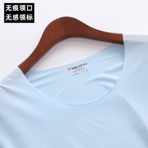 絲光絲滑|液態長袖冰絲男士T恤高彈大碼超薄無痕短袖圓領運動速乾 絲光絲滑|液態長袖冰絲男士T恤高彈大碼超薄無痕短袖圓領運動速乾