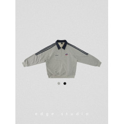 edge studio 邊緣工作室 美式復古懷舊繙領運動純棉套頭衛衣男裝