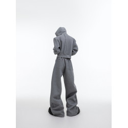 CulturE秋冬小衆立體解搆細閃連帽衛衣套裝亮片設計感拉鍊開衫男