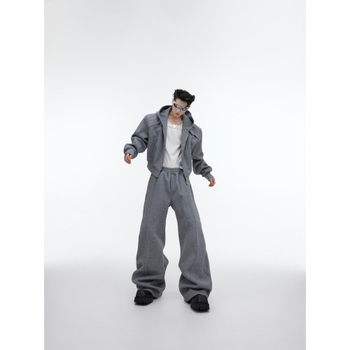 CulturE秋冬小衆立體解搆細閃連帽衛衣套裝亮片設計感拉鍊開衫男 CulturE秋冬小衆立體解搆細閃連帽衛衣套裝亮片設計感拉鍊開衫男