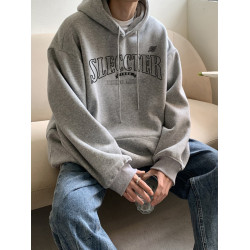 衛衣男秋冬款灰色加絨情侶連帽衛衣2025新款oversize美式潮牌外套