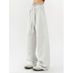 美式cleanfit灰色重磅衛褲男秋冬新款寬松運動休閒加絨加厚長褲子