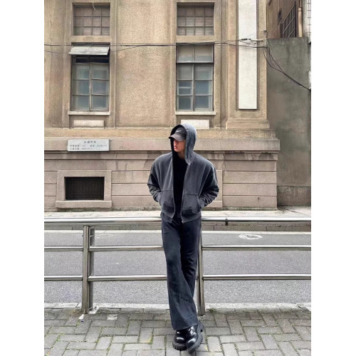 美式復古春秋做舊廓形短款基礎水洗做舊落肩boxy連帽拉鍊衛衣男潮 美式復古春秋做舊廓形短款基礎水洗做舊落肩boxy連帽拉鍊衛衣男潮