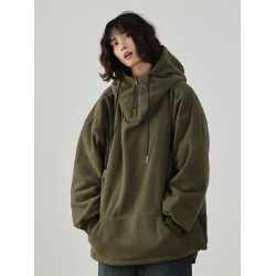 水曜日定休 日系套頭搖粒絨連帽重磅衛衣男女美式外套寬松復古潮