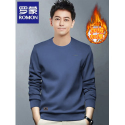 羅矇衛衣男款2025春秋冬季加絨圓領套頭男裝上衣內搭男士打底衫