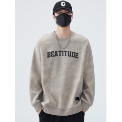 潮牌美式重磅男士衛衣春秋季2025厚款加絨寬松百搭男生冬裝打底衫