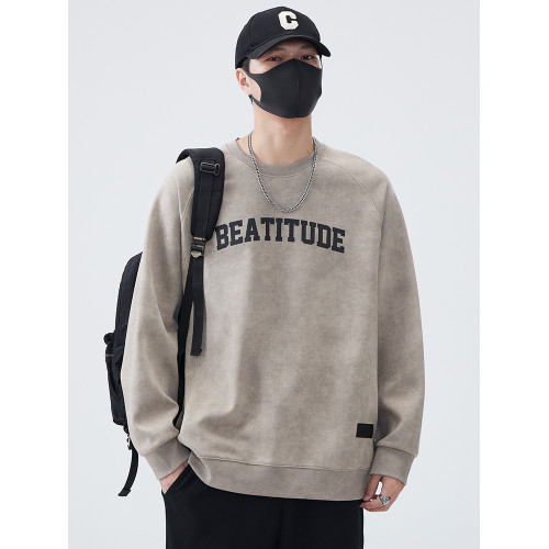 潮牌美式重磅男士衛衣春秋季2025厚款加絨寬松百搭男生冬裝打底衫