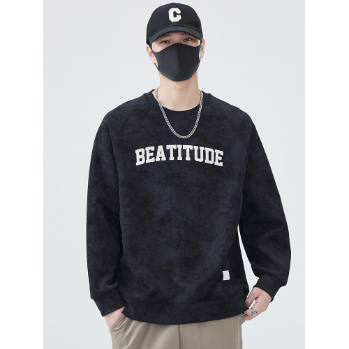 潮牌美式重磅男士衛衣春秋季2025厚款加絨寬松百搭男生冬裝打底衫