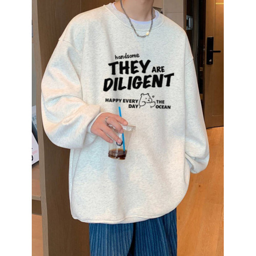 純棉重磅春秋款圓領長袖衛衣男秋冬加絨潮牌美式寬松無帽學生外套 純棉重磅春秋款圓領長袖衛衣男秋冬加絨潮牌美式寬松無帽學生外套