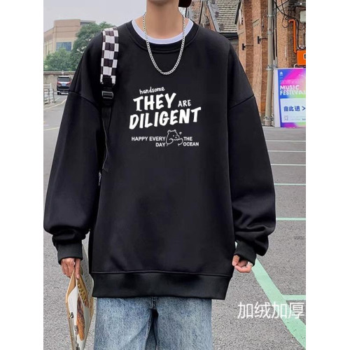 純棉重磅春秋款圓領長袖衛衣男秋冬加絨潮牌美式寬松無帽學生外套 純棉重磅春秋款圓領長袖衛衣男秋冬加絨潮牌美式寬松無帽學生外套