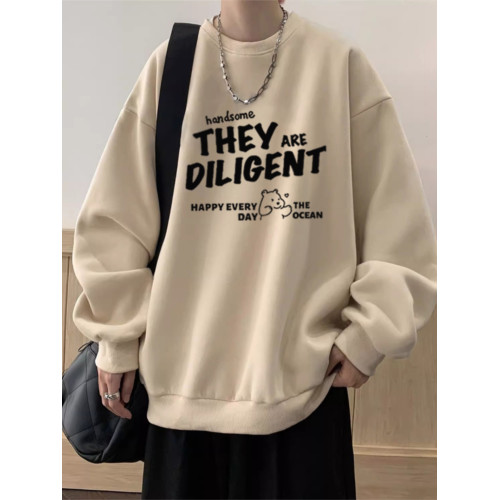 純棉重磅春秋款圓領長袖衛衣男秋冬加絨潮牌美式寬松無帽學生外套 純棉重磅春秋款圓領長袖衛衣男秋冬加絨潮牌美式寬松無帽學生外套