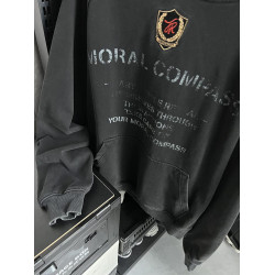 ooohmygo美式復古水洗做舊標語連帽衛衣男高級感寬松cleanfit外套