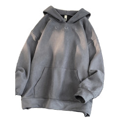 特大碼300斤麂皮衛衣男裝連帽冬季情侶重磅上衣服復古銀狐絨外套2