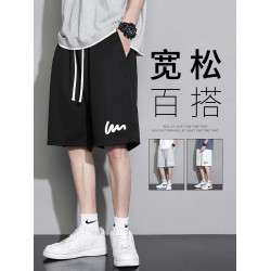 休閒衛褲短褲男夏季新款潮流潮牌寬松跑步運動褲子男生針織五分褲