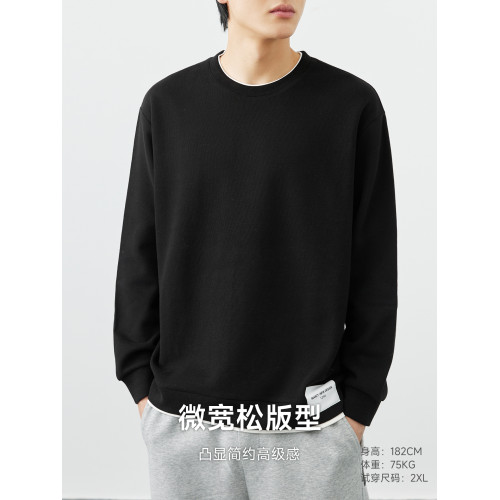 WOOG2005加絨加厚純色假兩件圓領男士衛衣2025秋冬季新款休閒上衣 WOOG2005加絨加厚純色假兩件圓領男士衛衣2025秋冬季新款休閒上衣