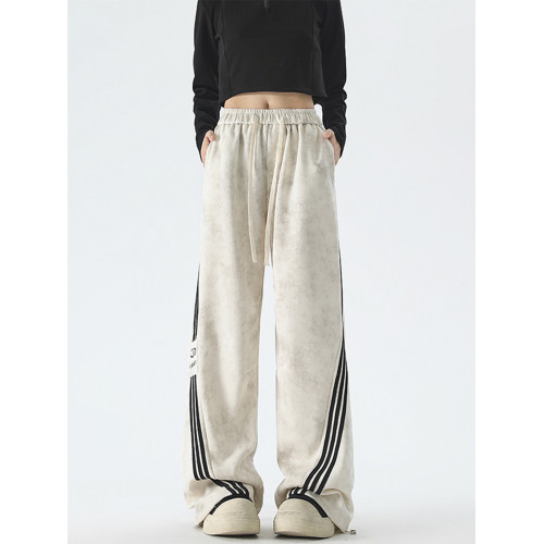 美式紥染垂感運動衛褲男女秋冬潮牌三條杠寬松濶腿拖地休閒長褲子 美式紥染垂感運動衛褲男女秋冬潮牌三條杠寬松濶腿拖地休閒長褲子