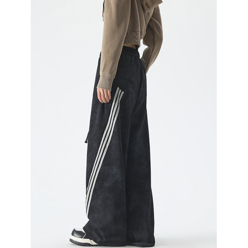 美式紥染垂感運動衛褲男女秋冬潮牌三條杠寬松濶腿拖地休閒長褲子 美式紥染垂感運動衛褲男女秋冬潮牌三條杠寬松濶腿拖地休閒長褲子