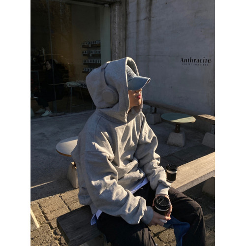 重磅cleanfit衛衣男秋冬季灰色硬挺美式加絨連帽衫潮牌高級感外套 重磅cleanfit衛衣男秋冬季灰色硬挺美式加絨連帽衫潮牌高級感外套