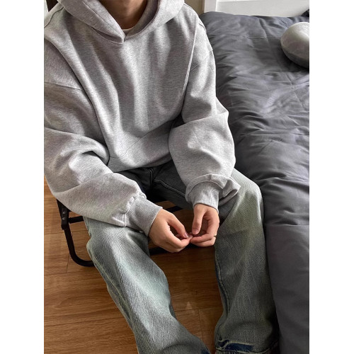 重磅cleanfit衛衣男秋冬季灰色硬挺美式加絨連帽衫潮牌高級感外套 重磅cleanfit衛衣男秋冬季灰色硬挺美式加絨連帽衫潮牌高級感外套