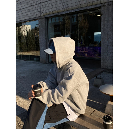 重磅cleanfit衛衣男秋冬季灰色硬挺美式加絨連帽衫潮牌高級感外套 重磅cleanfit衛衣男秋冬季灰色硬挺美式加絨連帽衫潮牌高級感外套