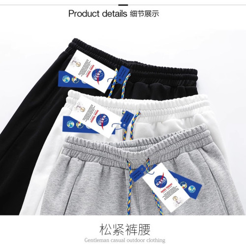 NASA官方旗艦純棉褲子男女新款春夏秋冬季男士休閒運動灰色衛褲薄